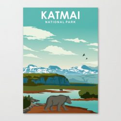 Katmai National Park Travel Poster Canvas Print - Wall Art Decor