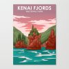 Kenai Fjords National Park Vintage Travel Poster Canvas Print - Wall Art Decor