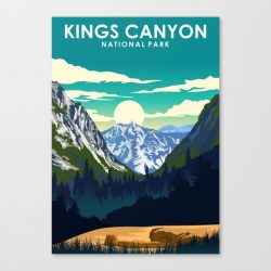 Kings Canyon National Park Travel Poster Canvas Print - Wall Art Decor