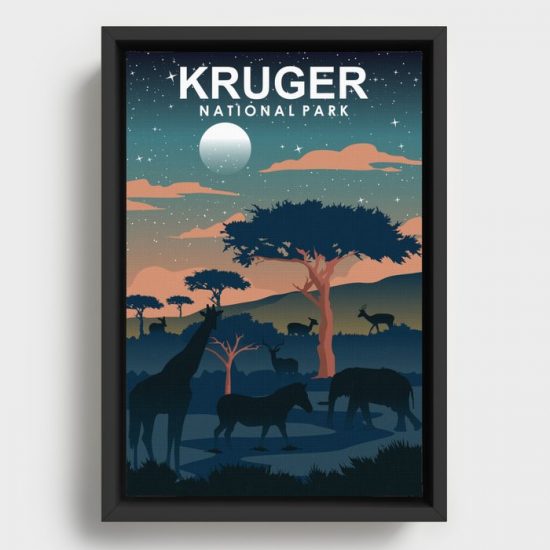 Kruger National Park Travel Poster Night Canvas Print Wall Art Decor 1