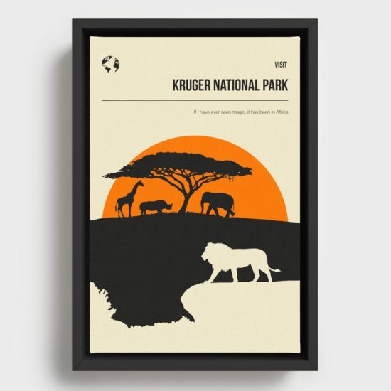 Kruger National Park Vintage Minimal Travel Poster Canvas Print Wall Art Decor 1