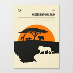 Kruger National Park Vintage Minimal Travel Poster Canvas Print - Wall Art Decor