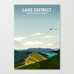 Lake District National Park England Travel Poster Canvas Print - Wall Art Decor