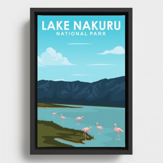 Lake Nakuru National Park Kenya Travel Poster Canvas Print Wall Art Decor 1