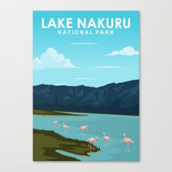 Lake Nakuru National Park Kenya Travel Poster Canvas Print - Wall Art Decor