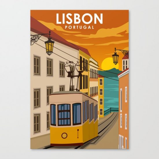 Lisbon Portugal City Travel Poster Canvas Print - Wall Art Decor