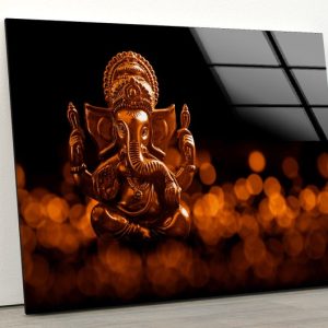 Lord Ganesha Wall Art Elephant Statue Wall Art Glass Print