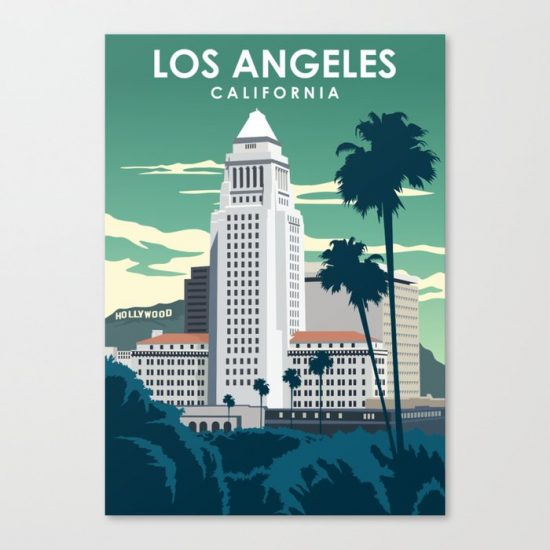 Los Angeles California Vintage Travel Poster Canvas Print - Wall Art Decor