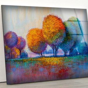 Luxurious Glamorous Abstract Fluid Style Glass Wall Art Glass Wall Decor Wall Hanging Colorful Trees View Art