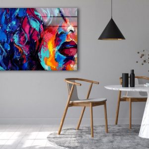 Luxurious Glamorous Abstract Fluid Style Glass Wall Art Glass Wall Decor Wall Hanging Tempered Glass Woman Painting Wall Art 2