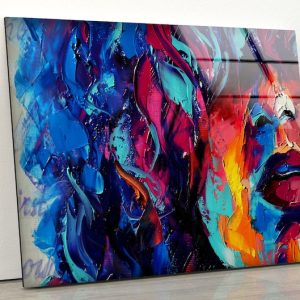 Luxurious Glamorous Abstract Fluid Style Glass Wall Art Glass Wall Decor Wall Hanging Tempered Glass Woman Painting Wall Art