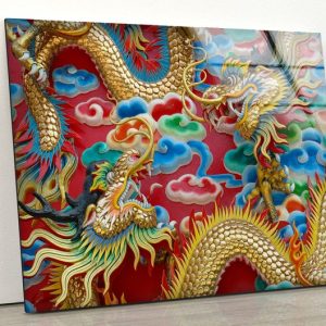 Luxurious Glamorous Abstract Style Glass Wall Art Glass Wall Decor Japanese Wall Art Dragon Wall Art Chinese Art
