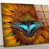 Luxurious Glamorous Abstract Style Glass Wall Art Glass Wall Decor Sunflower Wall Art Butterfly Wall Art Helianthus Wall Art