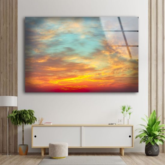 Luxurious Glamorous Abstract Style Glass Wall Art Glass Wall Decor Wall Hanging Abstract Wall Art Sunset Sky View Wall Art 1