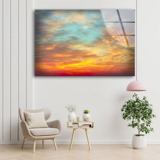 Luxurious Glamorous Abstract Style Glass Wall Art Glass Wall Decor Wall Hanging Abstract Wall Art Sunset Sky View Wall Art 2