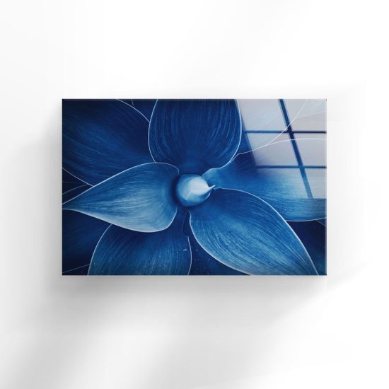 Luxurious Glamorous Abstract Style Glass Wall Art Glass Wall Decor Wall Hanging Blue Flower Wall Art Flower Art 2