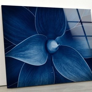 Luxurious Glamorous Abstract Style Glass Wall Art Glass Wall Decor Wall Hanging Blue Flower Wall Art Flower Art