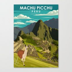 Machu Picchu Peru Vintage Minimal Inca Travel Poster Canvas Print - Wall Art Decor