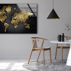 Map Wall Art Islamic Wall Art World Map Art Glass Print 2