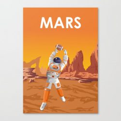 Mars Astronaut playing American Football Travel Poster Canvas Print - Wall Art Decor