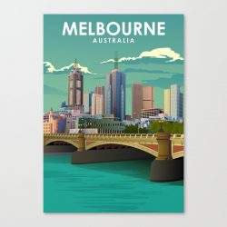 Melbourne Australia Vintage Travel Poster Canvas Print - Wall Art Decor