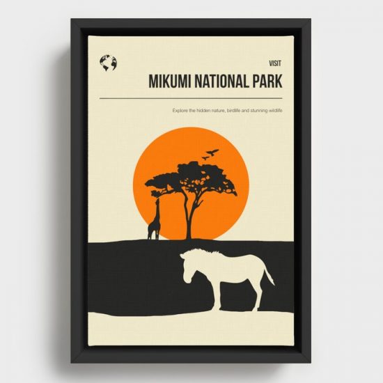 Mikumi National Park Vintage Minimal Retro Travel Poster Canvas Print Wall Art Decor 1
