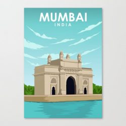 Mumbai India Travel Poster Canvas Print - Wall Art Decor