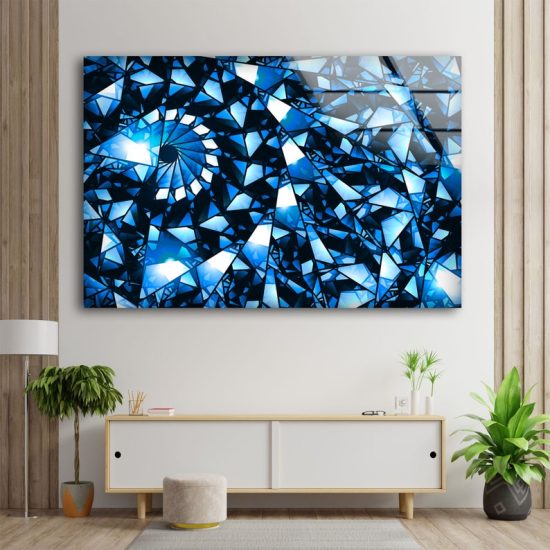 Natural And Vivid Wall Office Decoration Stained Wall Art Blue Abstract Wall Art Glass Print 1