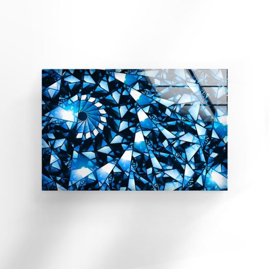 Natural And Vivid Wall Office Decoration Stained Wall Art Blue Abstract Wall Art Glass Print 2