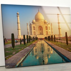 Natural And Vivid Wall Office Decoration Taj Mahal In India Uttar Pradesh Place View Glass Print 2