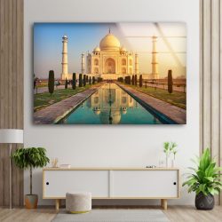 Natural And Vivid Wall Office Decoration Taj Mahal In India Uttar Pradesh Place View Glass Print