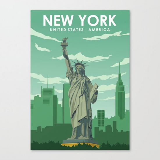 New York Travel Poster Canvas Print - Wall Art Decor