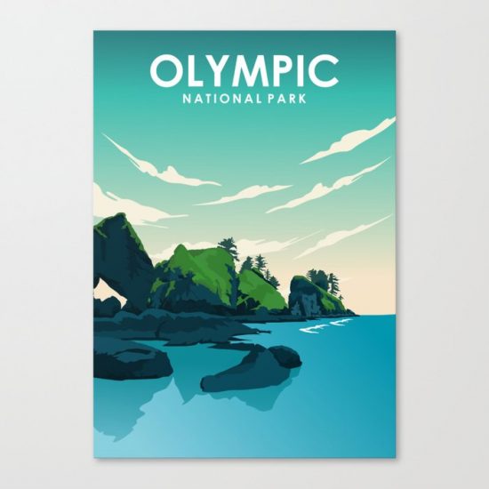 Olympic National Park Travel Poster Canvas Print - Wall Art Decor