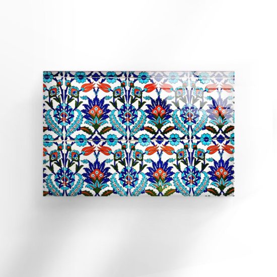 Ottoman Patterns Iznik Wall Art Tulip Wall Art Glass Print 2