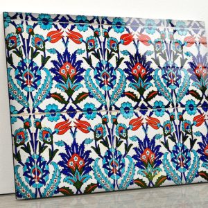 Ottoman Patterns Iznik Wall Art Tulip Wall Art Glass Print