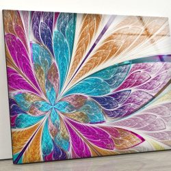 Oversize Tempered Glass Wall Art Glass Wall Art Uv Printed Home Hanging Modern Stained Fractal Glass Wall Art
