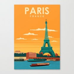 Paris France Travel Poster Canvas Print - Wall Art Decor