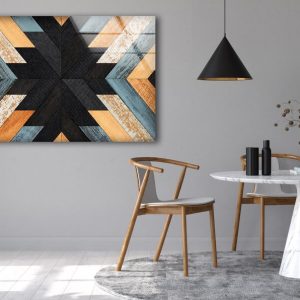 Pattern Wood Wall Art Geometric Wood Boho Decor Glass Print 1