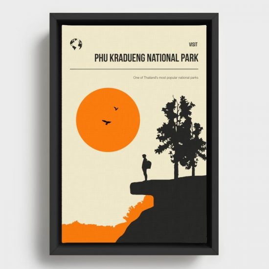 Phu Kradueng National Park Vintage Minimal Poster Canvas Print Wall Art Decor 1