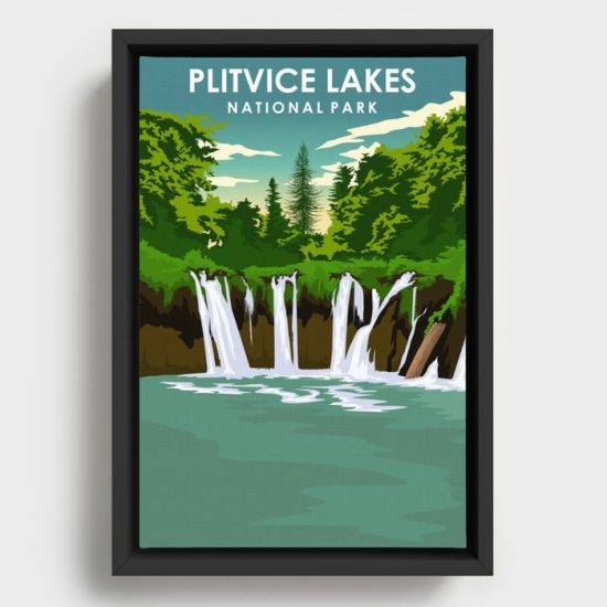 Plitvice Lakes National Park Croatia Travel Poster Canvas Print Wall Art Decor 1