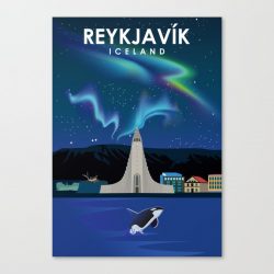 Reykjavik Iceland Travel Poster Canvas Print - Wall Art Decor