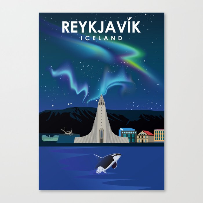Reykjavik-Iceland-Travel-Poster-Canvas-Print-Wall-Art-Decor Reykjavik Iceland Travel Poster Canvas Print - Wall Art Decor
