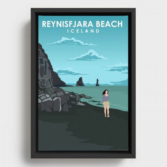 Reynisfjara Beach Iceland Travel Poster Canvas Print Wall Art Decor 1