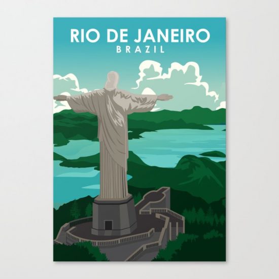 Rio De Janeiro Brazil Travel Poster Canvas Print - Wall Art Decor