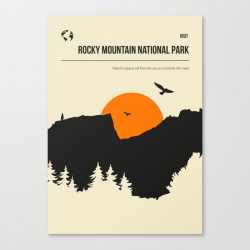 Rocky Mountain National Park Vintage Minimal Travel Poster Canvas Print - Wall Art Decor