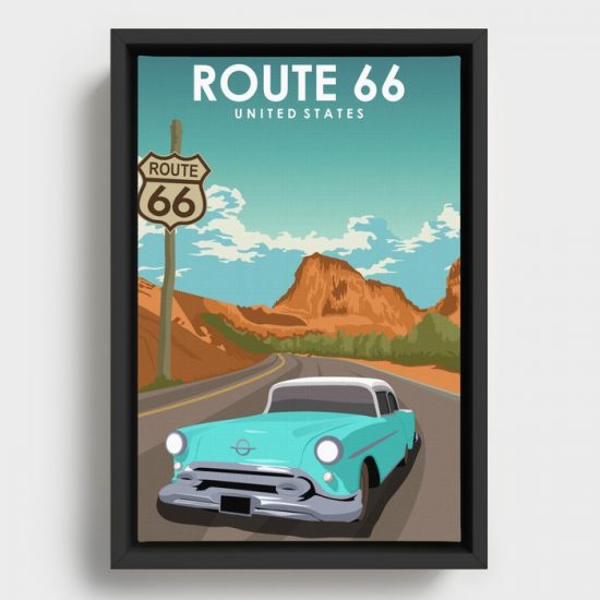 Route 66 United States Road Trip Travel Poster Canvas Print Wall Art Decor 1