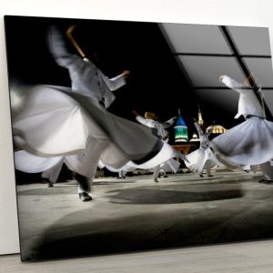 Rumi Whirling Dervish Sufi Semazen Wall Art Mevlana Art Glass Print