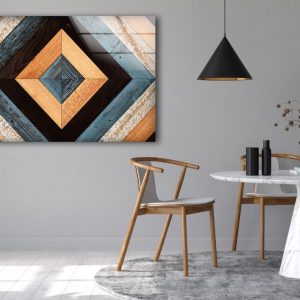 Rustic Geometric Wood Wall Art Modern Wood Pattern Glass Print 2