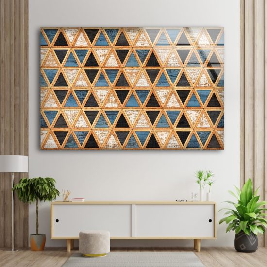 Rustic Wall Art Geometric Wood Wall Art Pattern Boho Glass Print 1