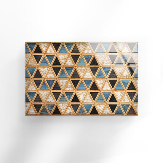 Rustic Wall Art Geometric Wood Wall Art Pattern Boho Glass Print 2